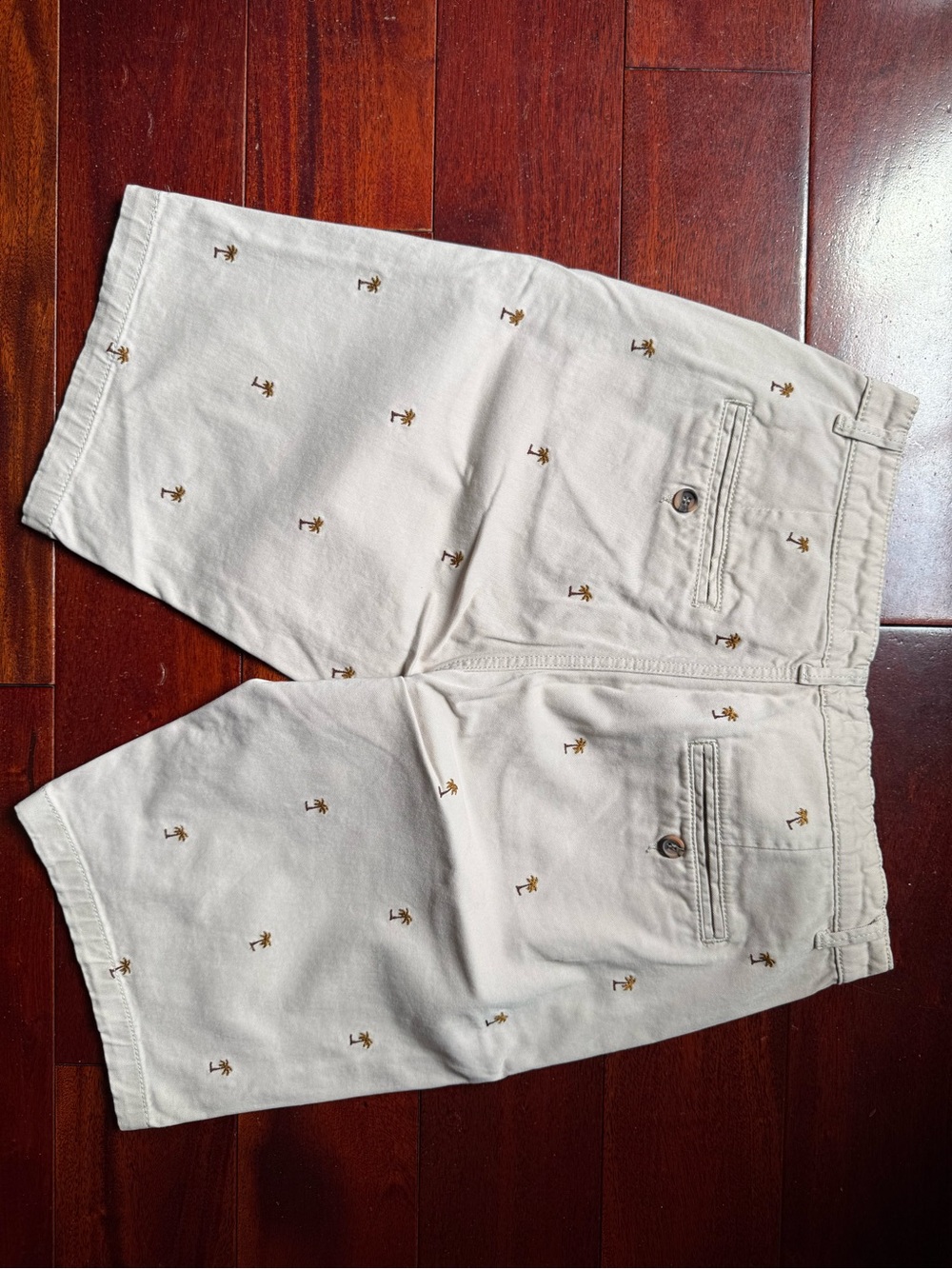 Men's Palm Tree Embroidered Chino Shorts - Cream